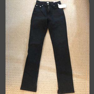 Zara High Rise Full Length Split Slim Black Jeans